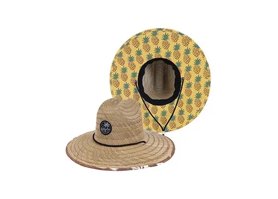 Chapeaux de sauveteur de paille personnalisés avec logo patch imprimé sous le bord