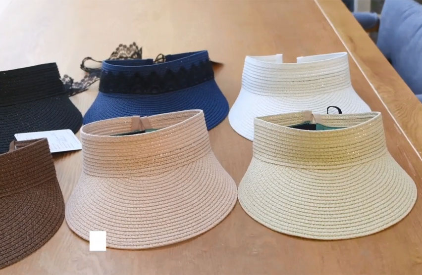 Chapeau de visière d'été en paille de soleil, protection UV personnalisée pour femmes