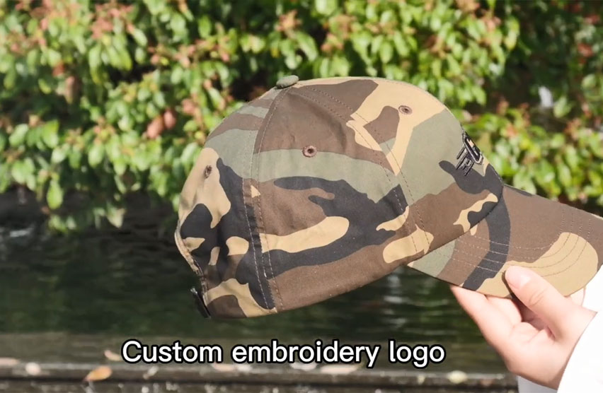 Casquette de baseball de l'armée militaire camo, logo de broderie personnalisée 6 panneaux de camouflage