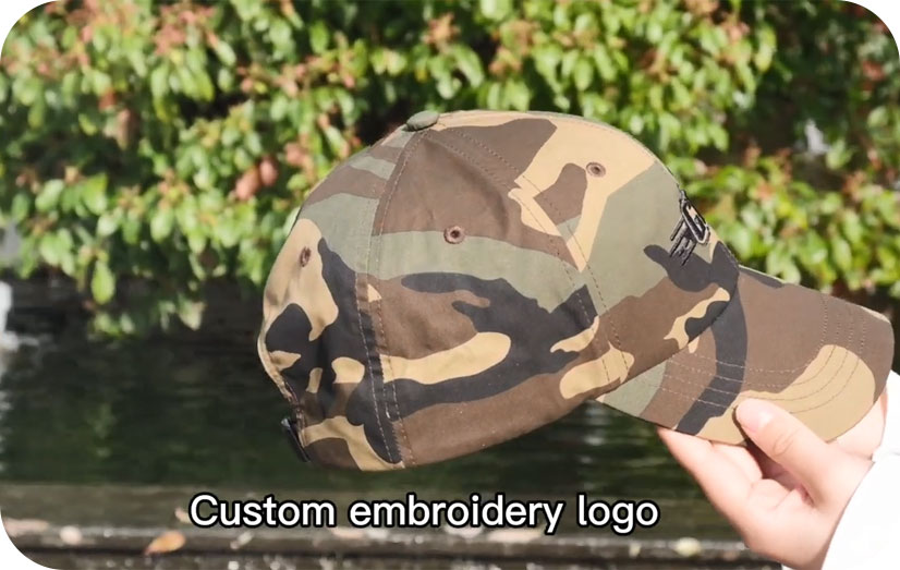 Affichage vidéo des casquettes de baseball camouflage camouflage personnalisées